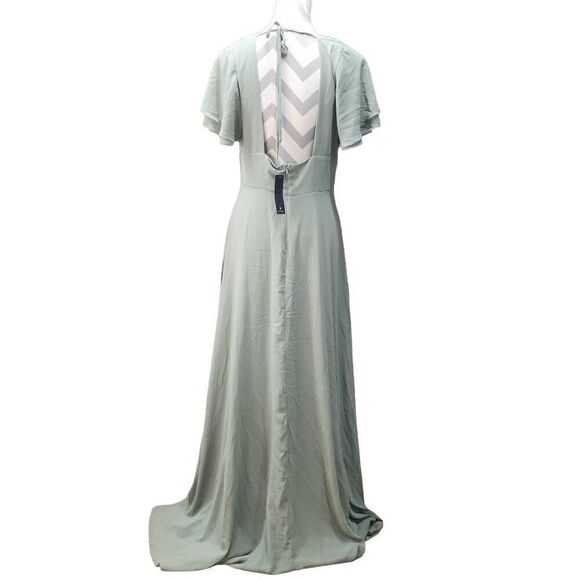 Lulus Size Large Promise Of Love Sage Brush Flutter Sleeve Maxi Dress NWT T - Picture 5 of 12